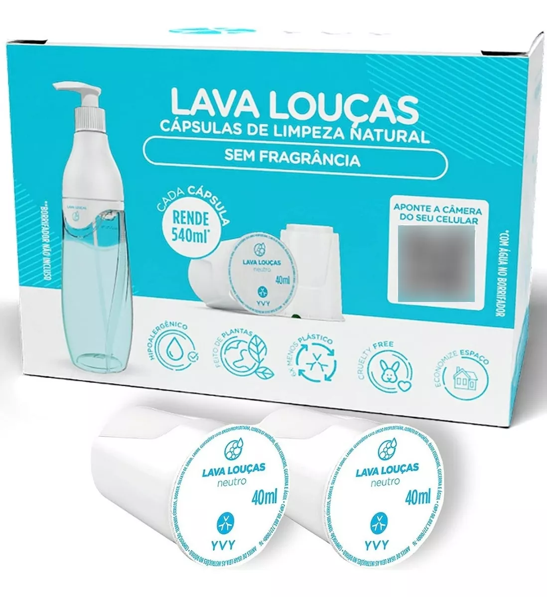 Detergente Lava Louças Hipoalergênico Yvy (2 Capulas)