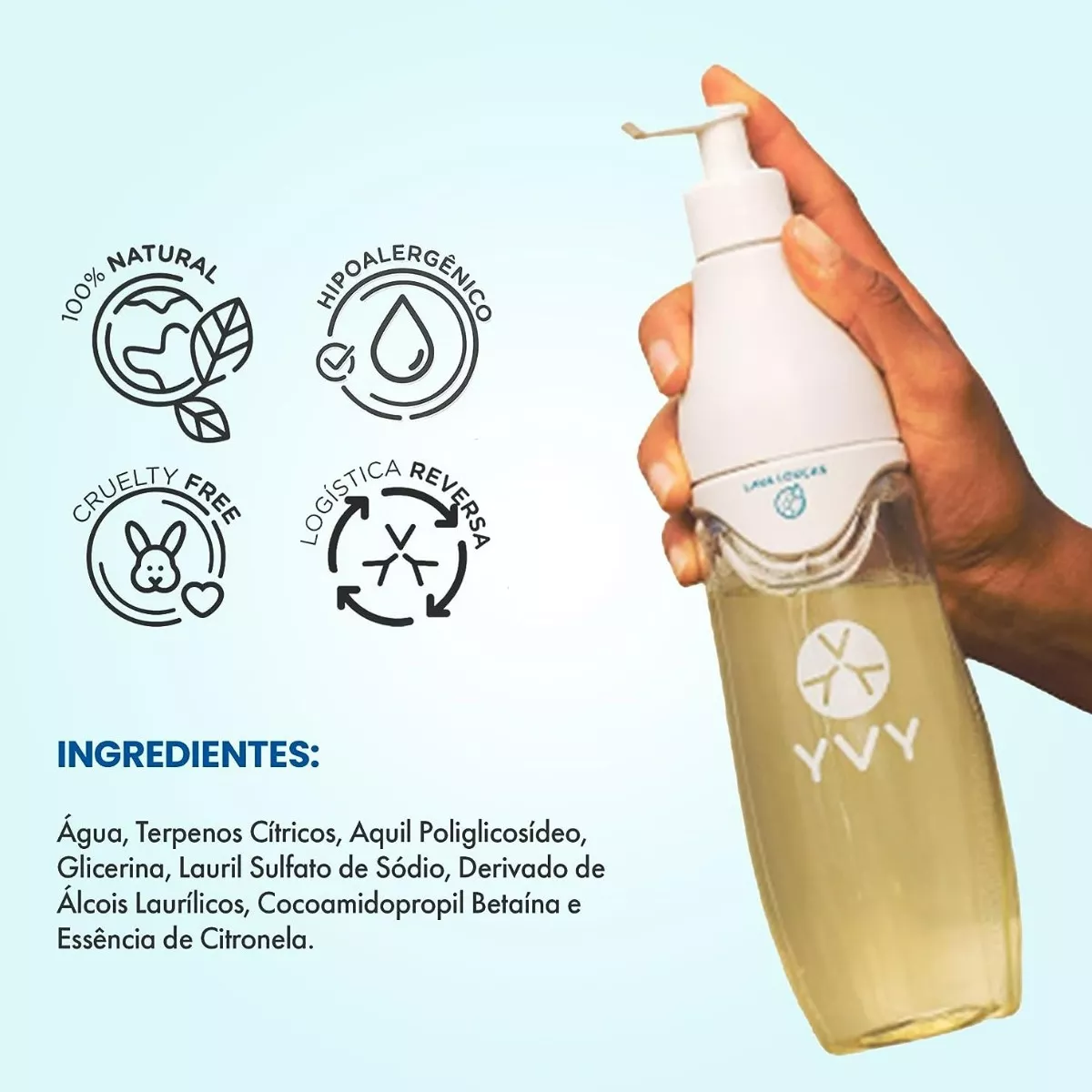 Detergente Lava Louças Hipoalergênico Yvy (2 Capulas) - Imagem 3