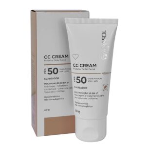 Protetor Solar com Base  Cc Cream Facial FPS 50 Médio 60g - Anasol